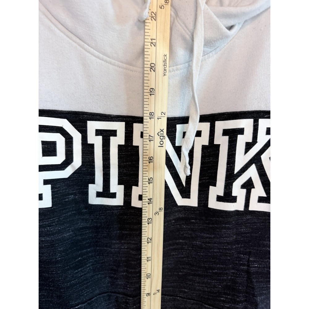 Y2k VS PINK Logo Black And White Pull Over Hoodie Woman's Size Large - Picture 6 of 11
